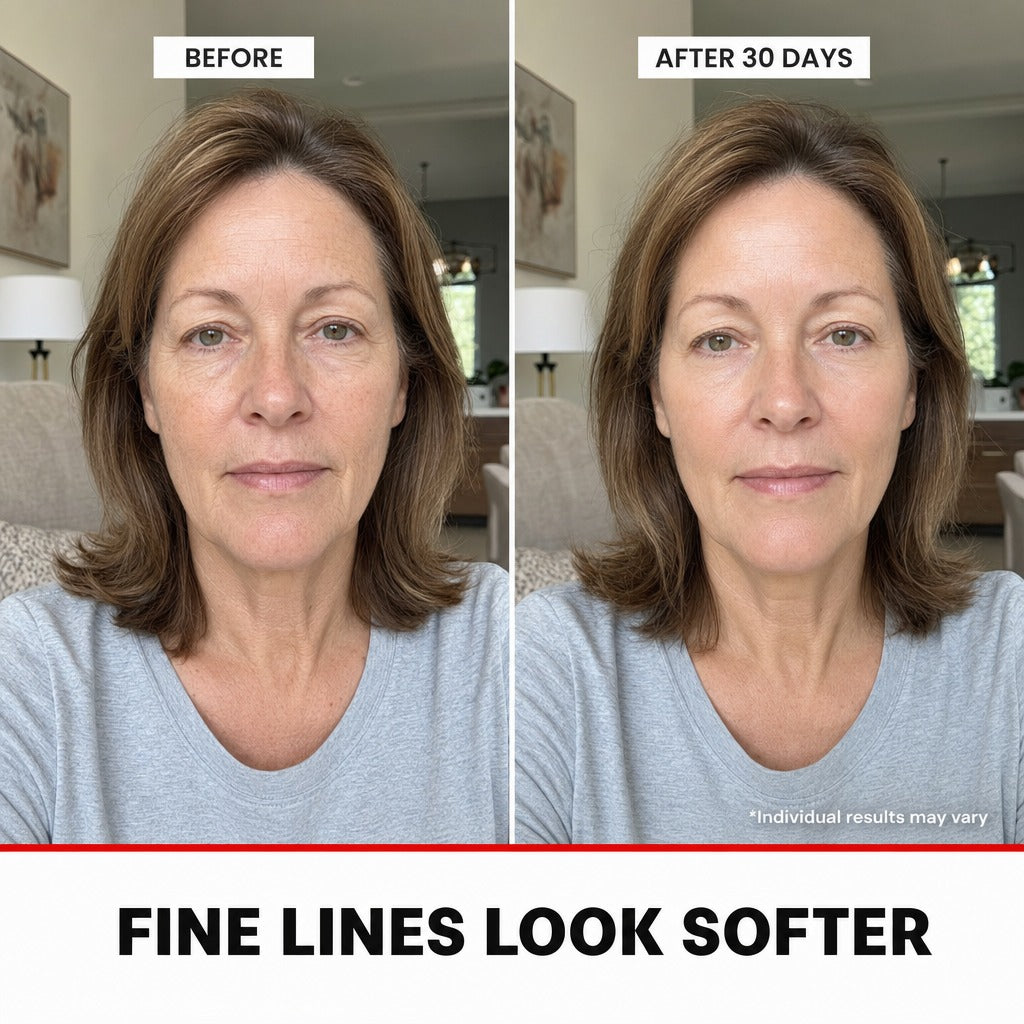 Before and after 30 days, fine lines look softer