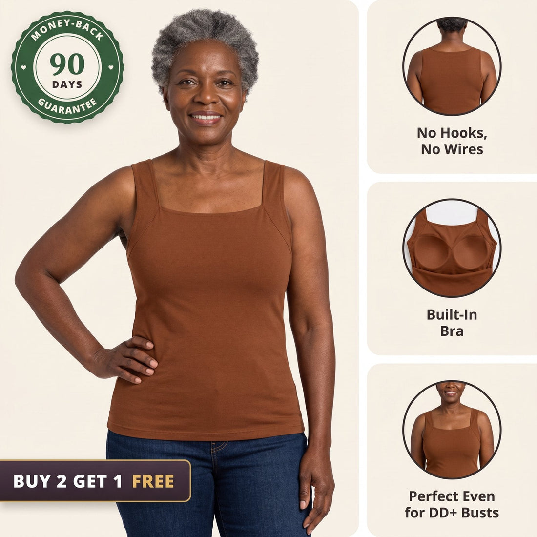 SoftHold Built-In Bra Comfort Shaper Tank in Coffee